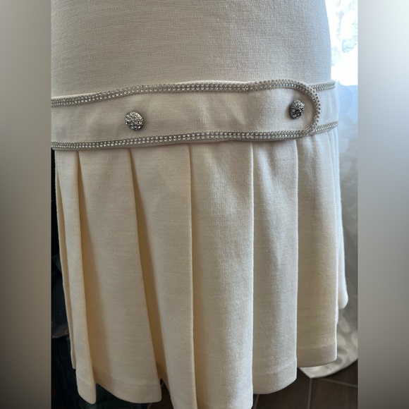 Vintage Butte Knit Charleston pleated rhinestone diamond wool drop waist dress - Picture 7 of 16
